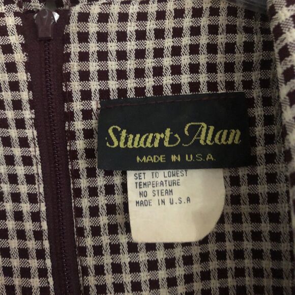 Stuart Allen Gingham Dress Womens Sz 8 VTG 70s USA Midi Vest Cottagecore Pockets - Picture 4 of 15